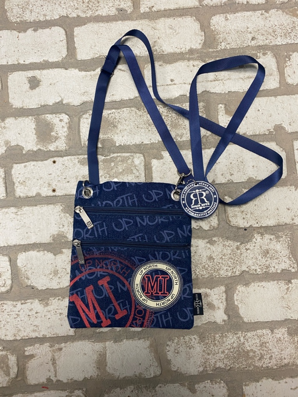 Robin Ruth Navy Crossbody with Red Accent Patch